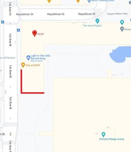 Map of KEXP Studios with markings showing location of installed donor tiles